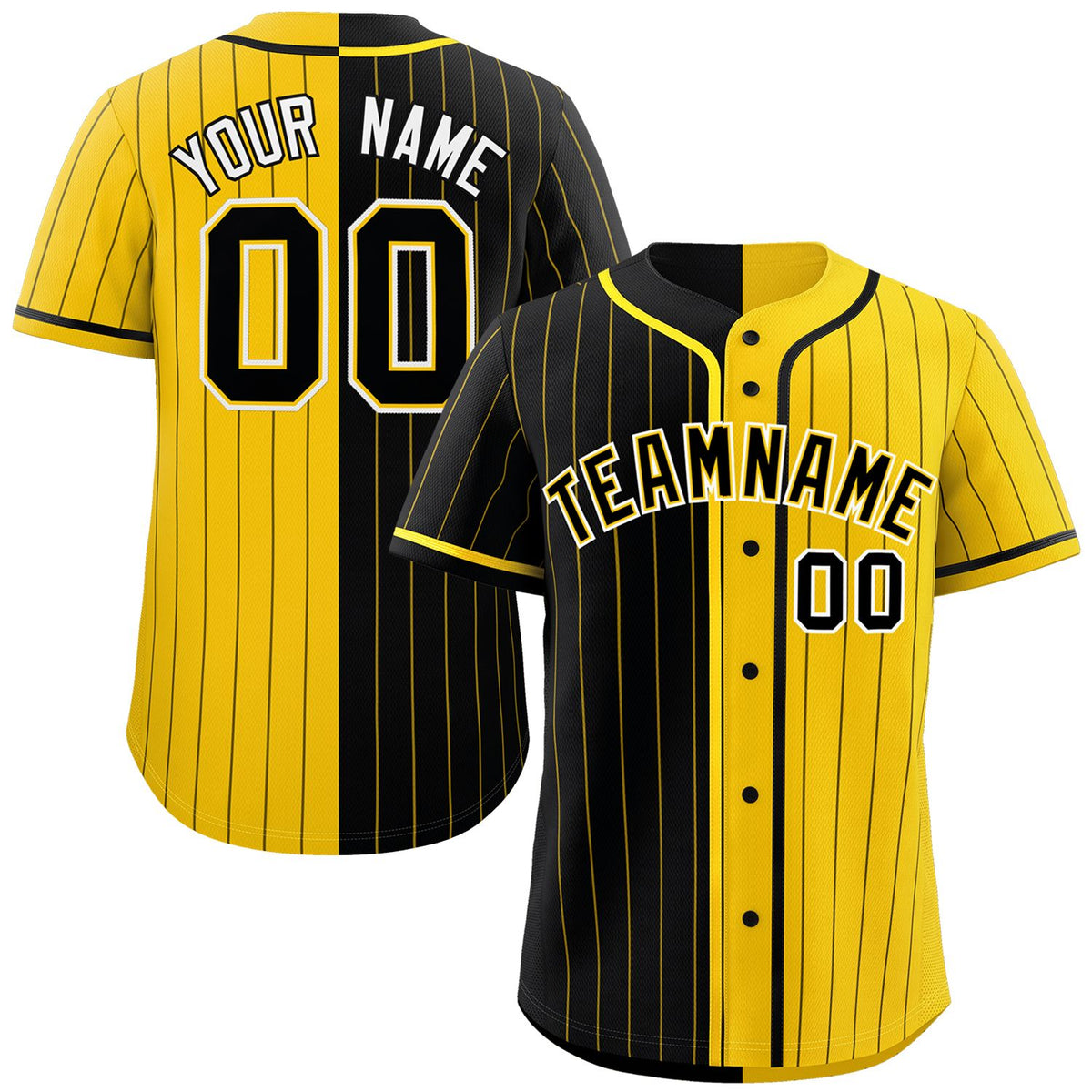 Custom Black Gold Two Tone Striped Fashion Authentic Baseball Jersey