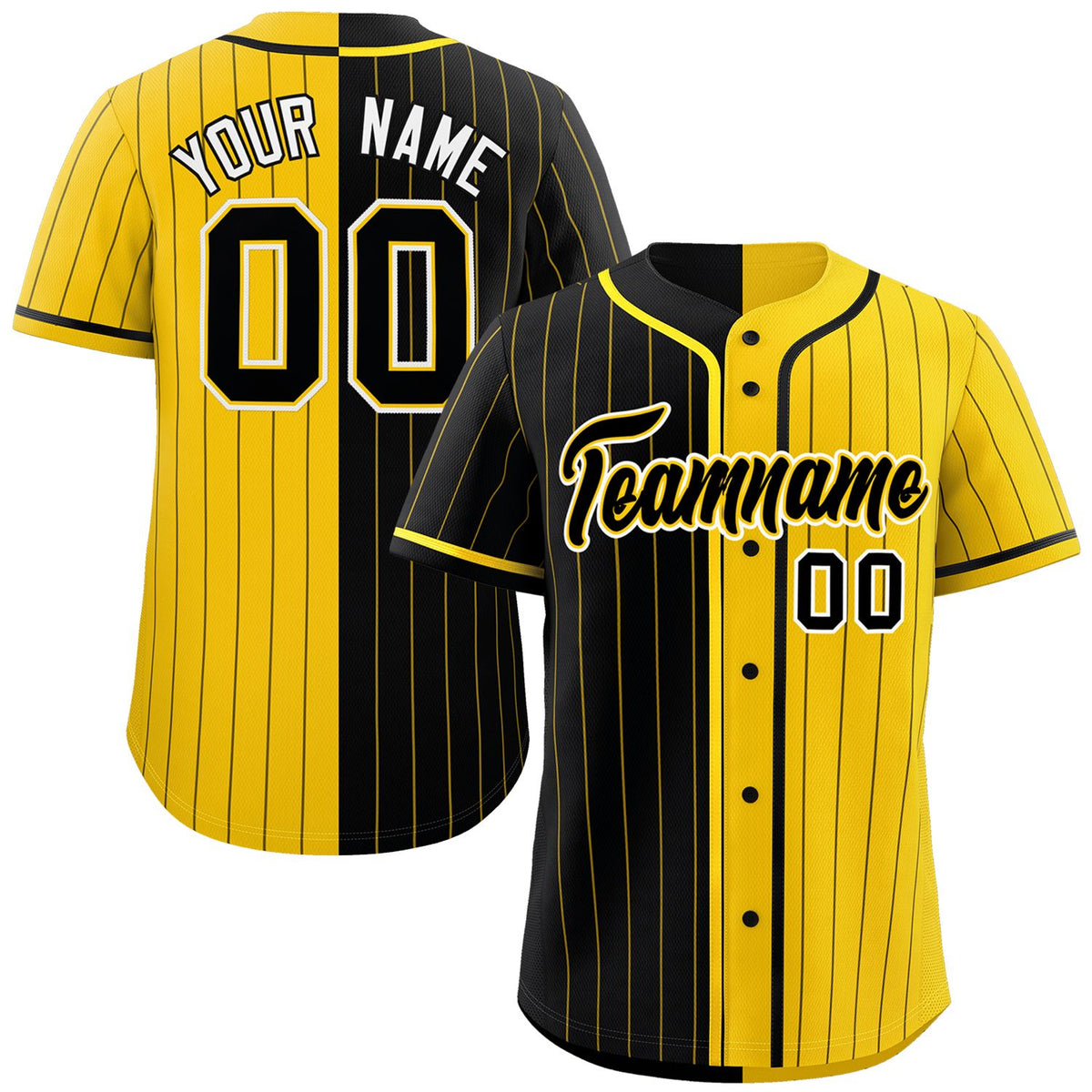 Custom Black Gold Two Tone Striped Fashion Authentic Baseball Jersey