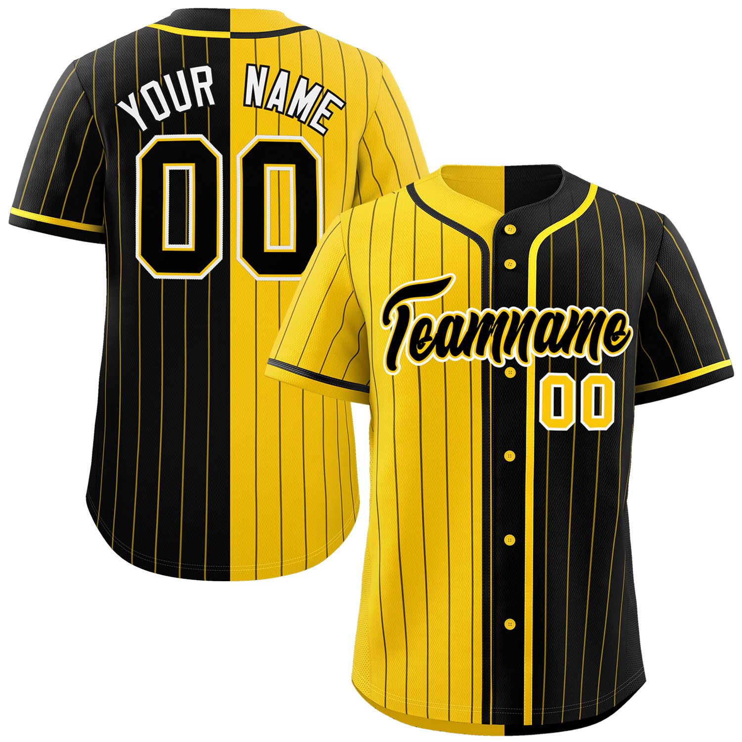 Custom Gold Black Two Tone Striped Fashion Authentic Baseball Jersey