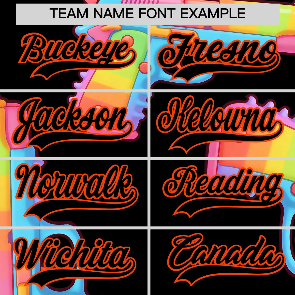 Custom Youth Baseball Jersey Black Orange Sugar-Coated Firepower Graffiti Pattern Street Style