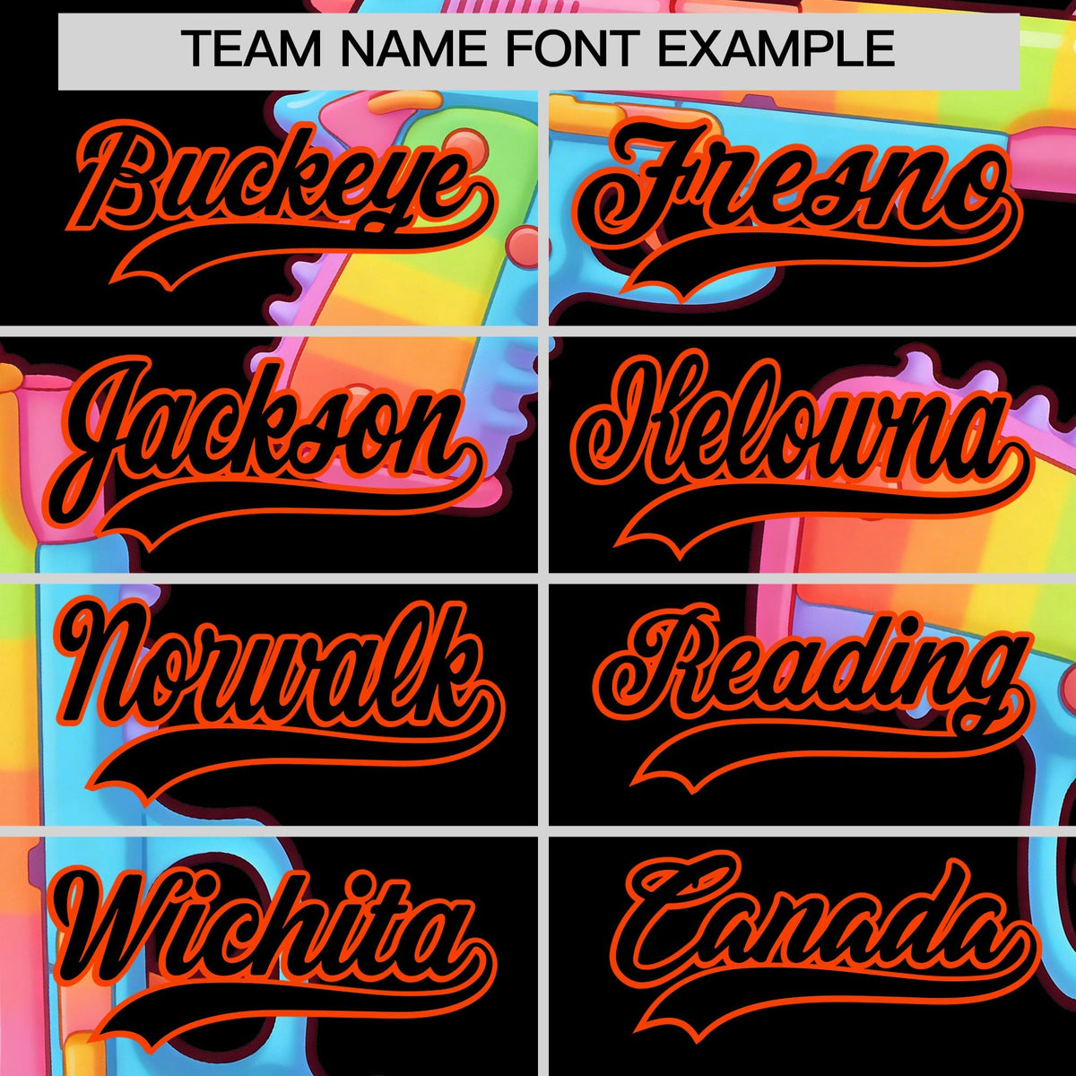 Custom Youth Baseball Jersey Black Orange Sugar-Coated Firepower Graffiti Pattern Street Style