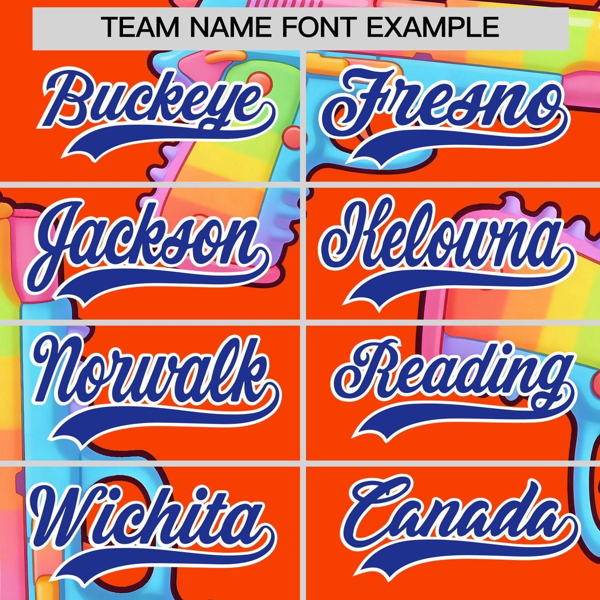 Custom Youth Baseball Jersey Orange Royal Blue Sugar-Coated Firepower Graffiti Pattern Urban Fashion