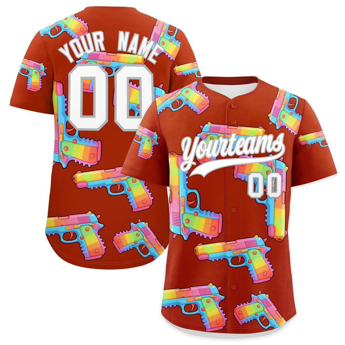 Custom Youth Baseball Jersey Dark Orange White Sugar-Coated Firepower Graffiti Pattern Urban Fashion