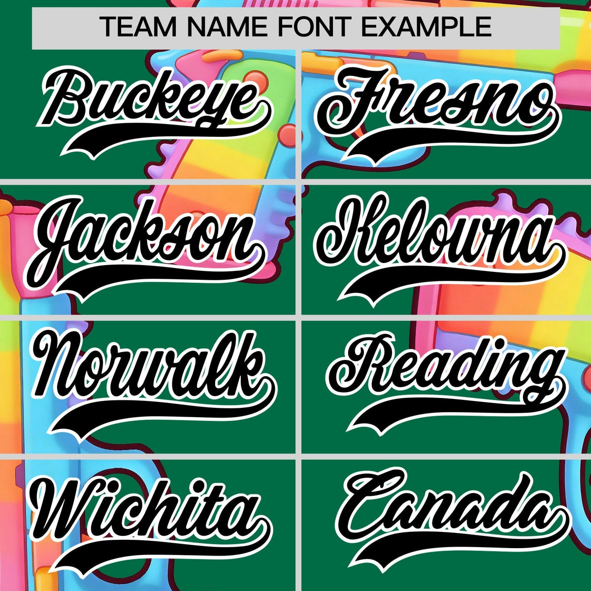 Custom Youth Baseball Jersey Kelly Green Black Sugar-Coated Firepower Graffiti Pattern Urban Fashion