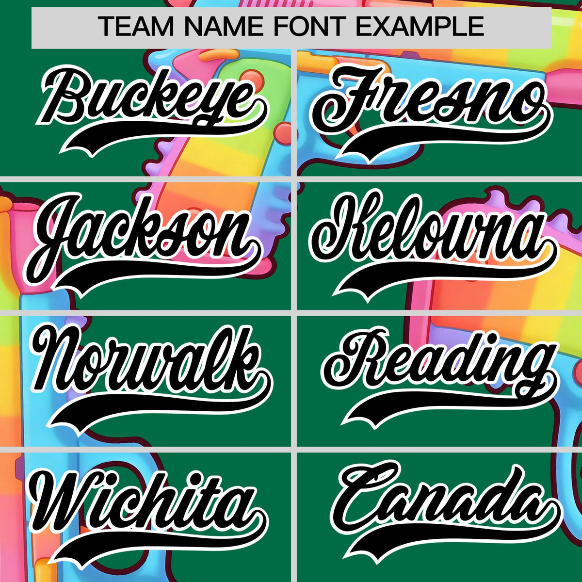 Custom Youth Baseball Jersey Kelly Green Black Sugar-Coated Firepower Graffiti Pattern Urban Fashion