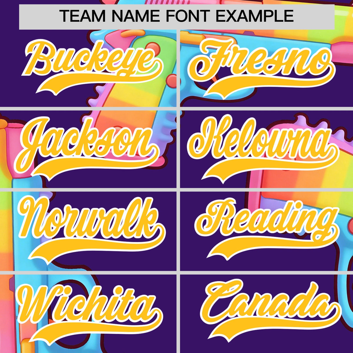 Custom Youth Baseball Jersey Purple Yellow Sugar-Coated Firepower Graffiti Pattern Street Style