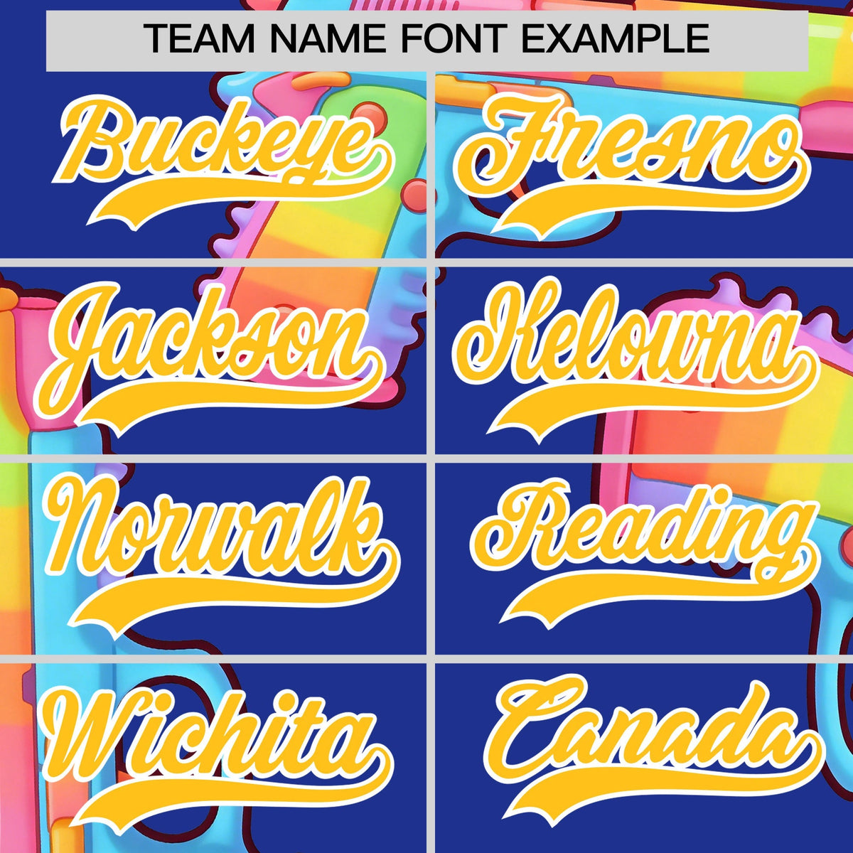 Custom Youth Baseball Jersey Royal Blue Yellow Sugar-Coated Firepower Graffiti Pattern Hip-hop