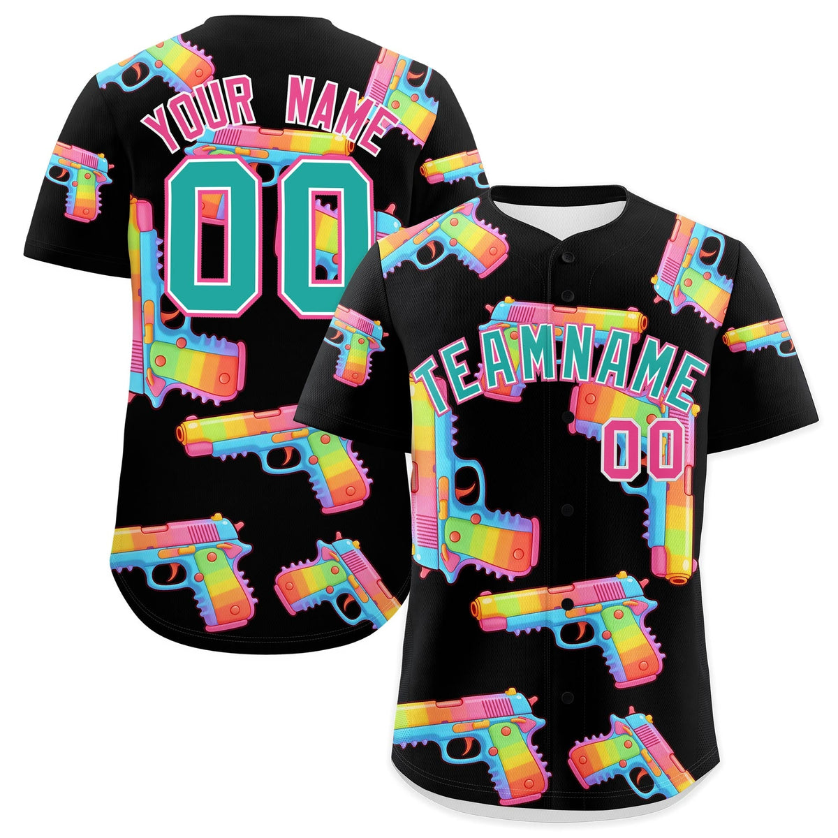 Custom Youth Baseball Jersey Black Aqua Sugar-Coated Firepower Graffiti Pattern Urban Fashion