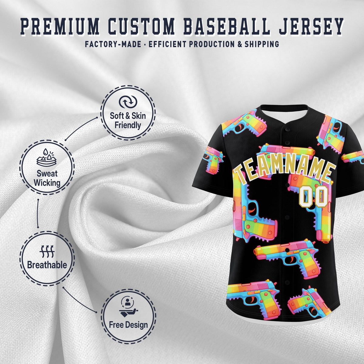 Custom Youth Baseball Jersey Black Old Gold Sugar-Coated Firepower Graffiti Pattern Street Style