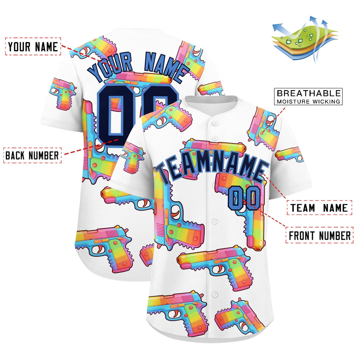 Custom Youth Baseball Jersey White Navy Sugar-Coated Firepower Graffiti Pattern Urban Fashion