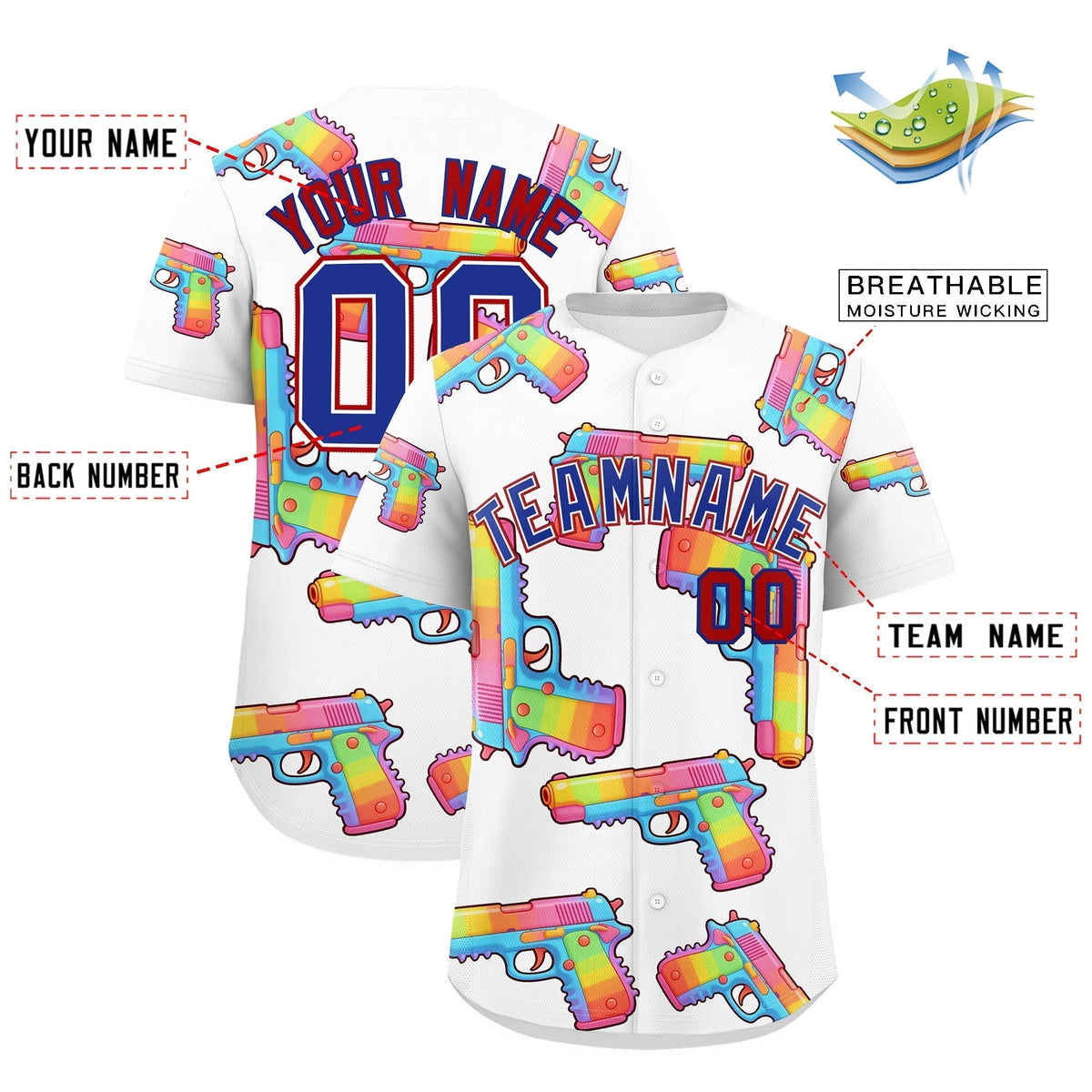 Custom Youth Baseball Jersey White Royal Blue Sugar-Coated Firepower Graffiti Pattern Hip-hop