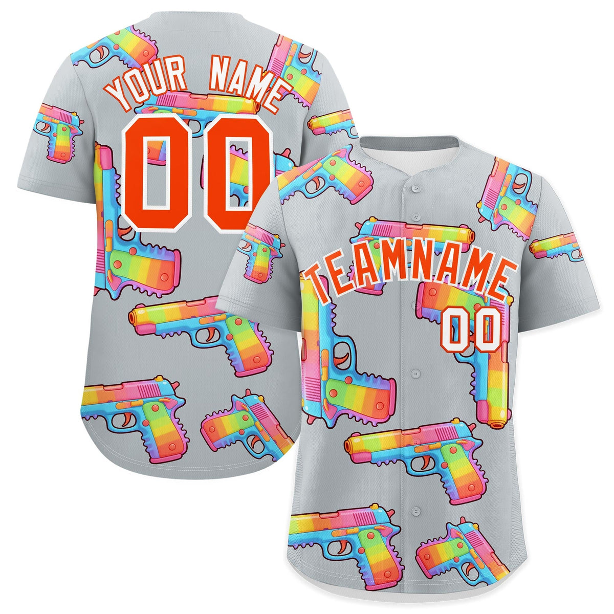 Custom Youth Baseball Jersey Silver Orange Sugar-Coated Firepower Graffiti Pattern Hip-hop