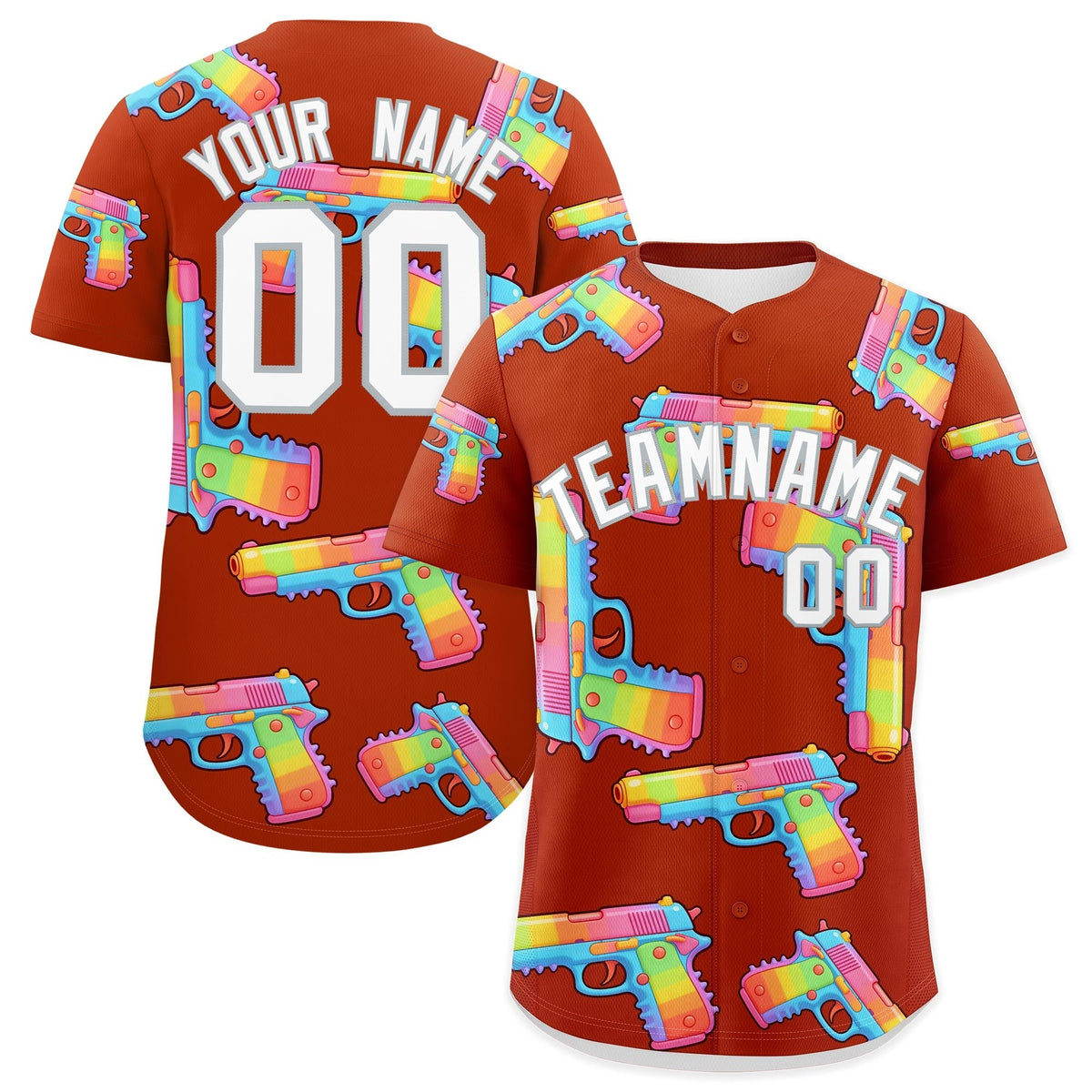 Custom Youth Baseball Jersey Dark Orange White Sugar-Coated Firepower Graffiti Pattern Urban Fashion