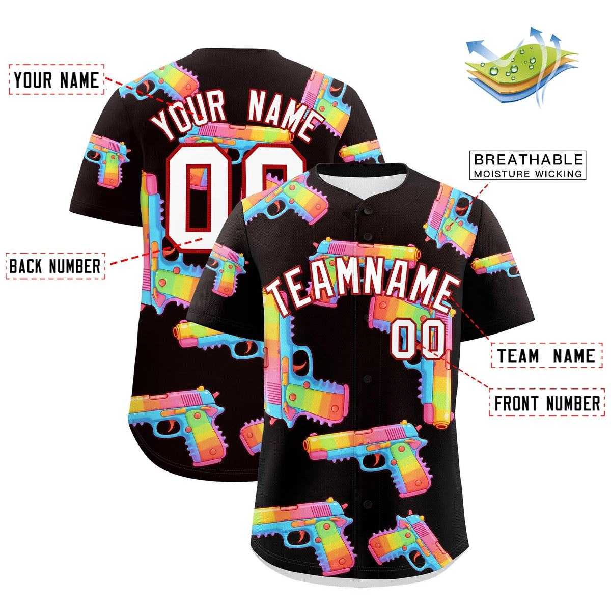 Custom Youth Baseball Jersey Brown White Sugar-Coated Firepower Graffiti Pattern Street Style