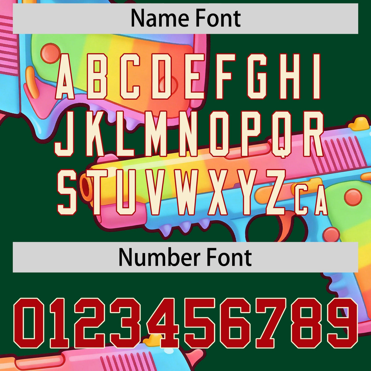 Custom Youth Baseball Jersey Dark Green Red Sugar-Coated Firepower Graffiti Pattern Urban Fashion