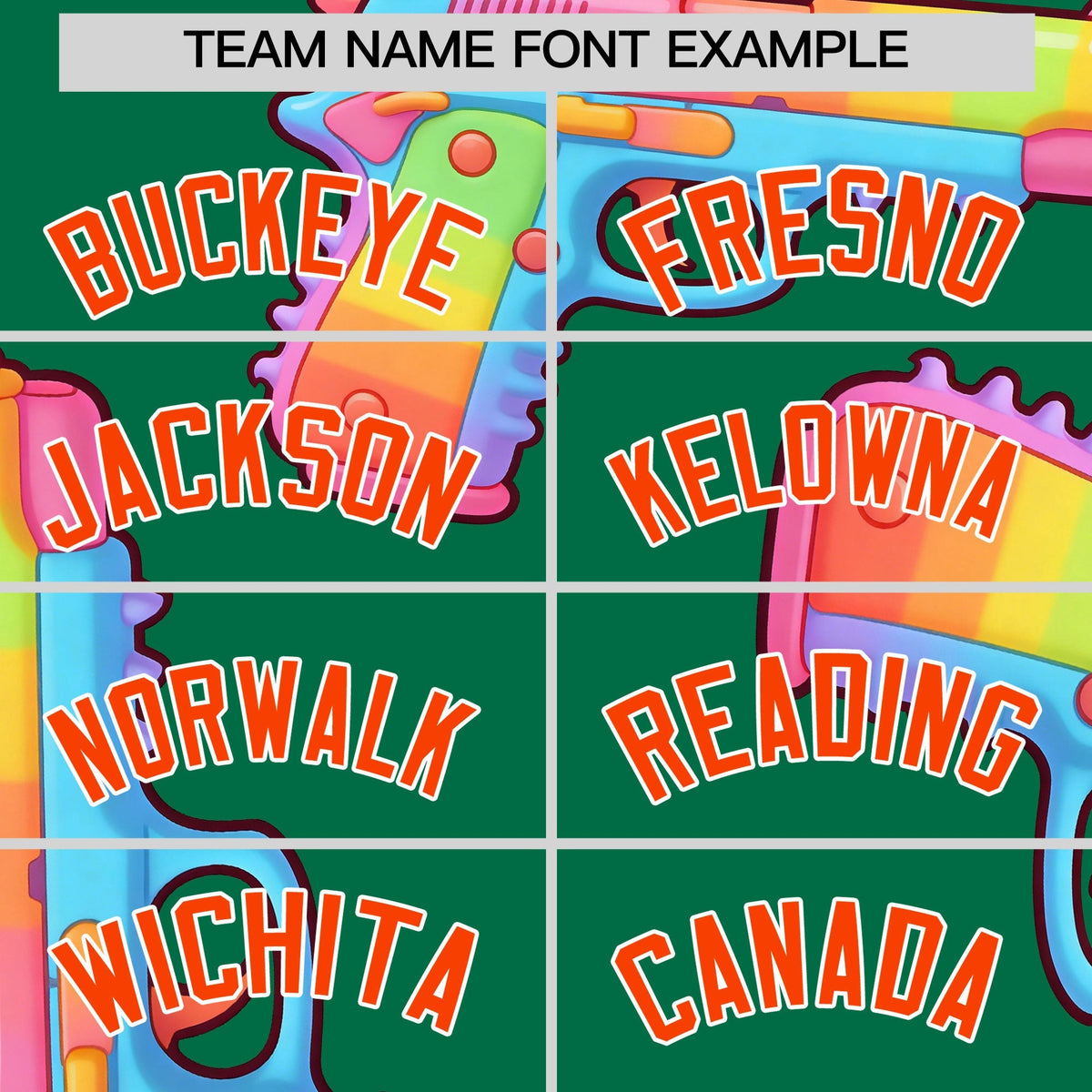 Custom Youth Baseball Jersey Kelly Green Orange Sugar-Coated Firepower Graffiti Pattern Street Style