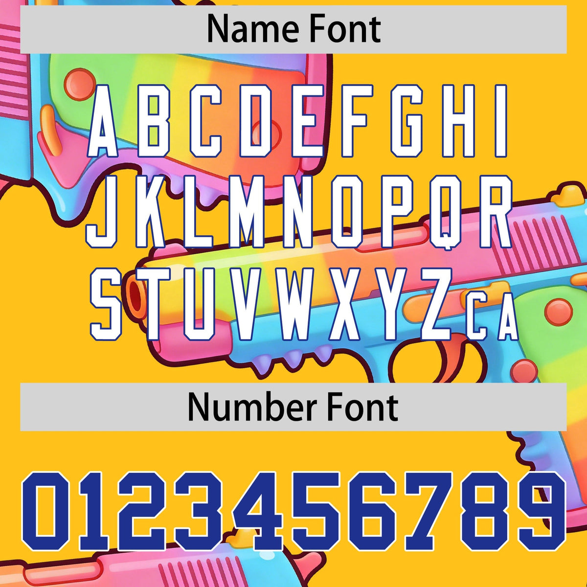 Custom Youth Baseball Jersey Yellow Royal Blue Sugar-Coated Firepower Graffiti Pattern Street Style