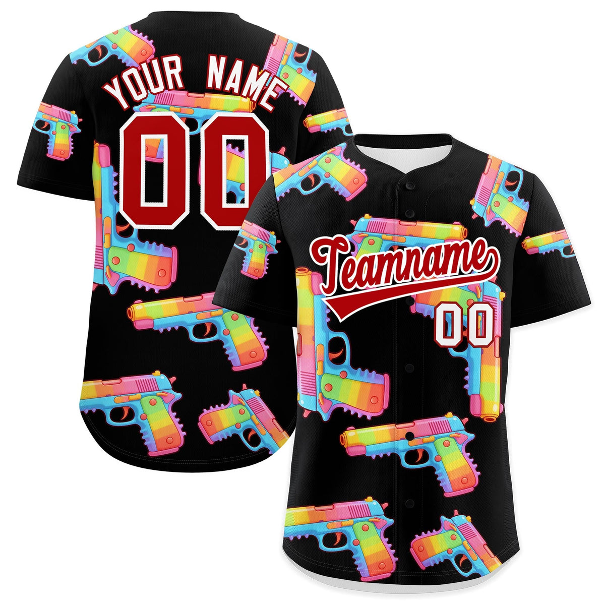Custom Youth Baseball Jersey Black Red Sugar-Coated Firepower Graffiti Pattern Hip-hop