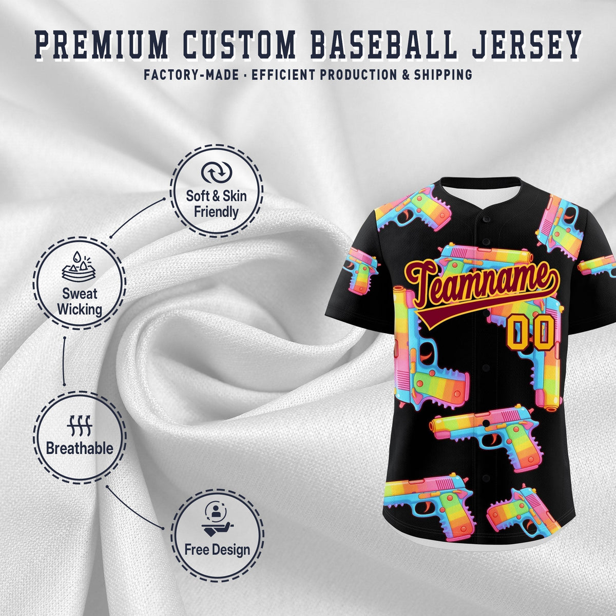 Custom Youth Baseball Jersey Black Crimson Sugar-Coated Firepower Graffiti Pattern Urban Fashion