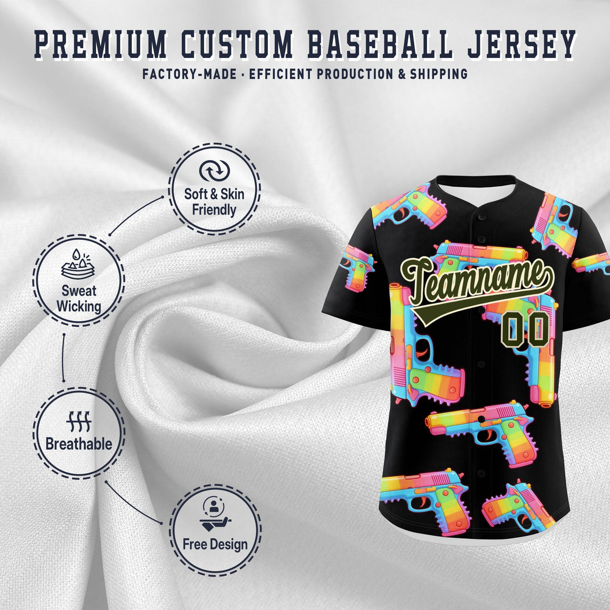 Custom Youth Baseball Jersey Black Olive Sugar-Coated Firepower Graffiti Pattern Urban Fashion