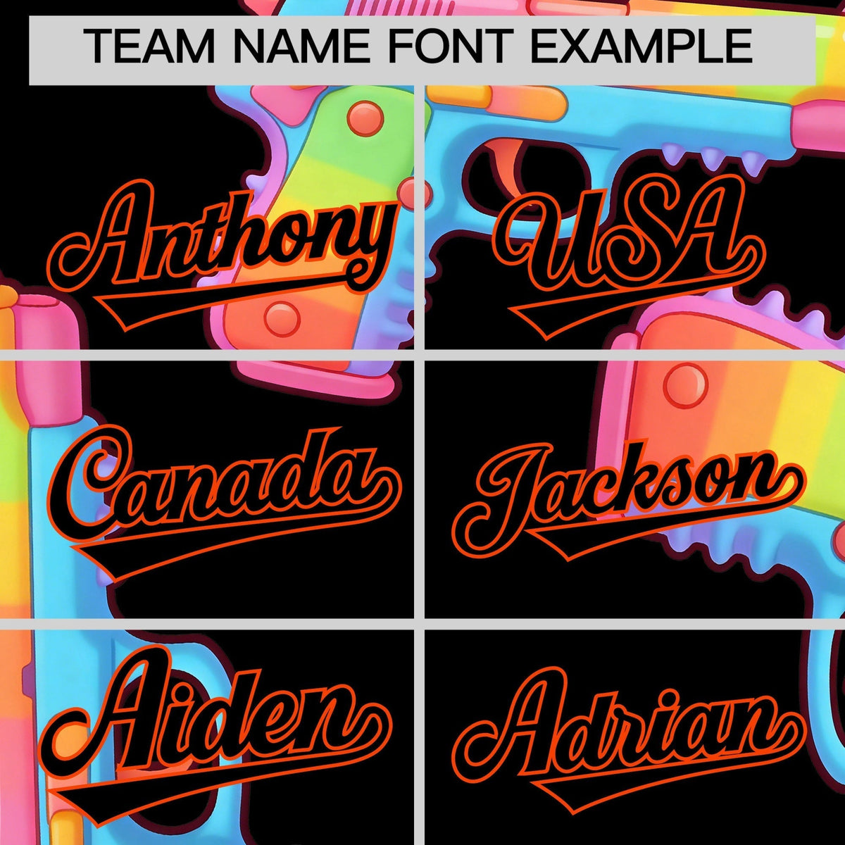 Custom Youth Baseball Jersey Black Orange Sugar-Coated Firepower Graffiti Pattern Street Style