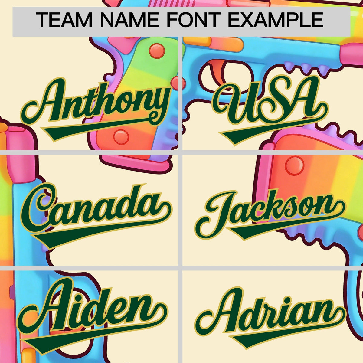 Custom Youth Baseball Jersey Cream Dark Green Sugar-Coated Firepower Graffiti Pattern Urban Fashion