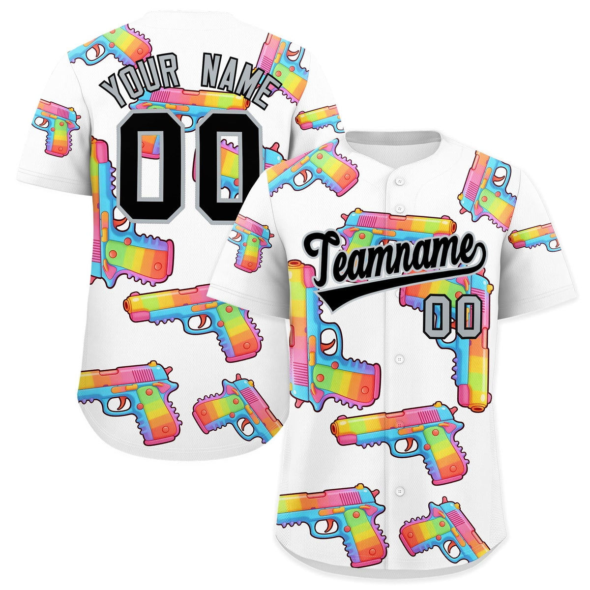 Custom Youth Baseball Jersey White Black Sugar-Coated Firepower Graffiti Pattern Hip-hop