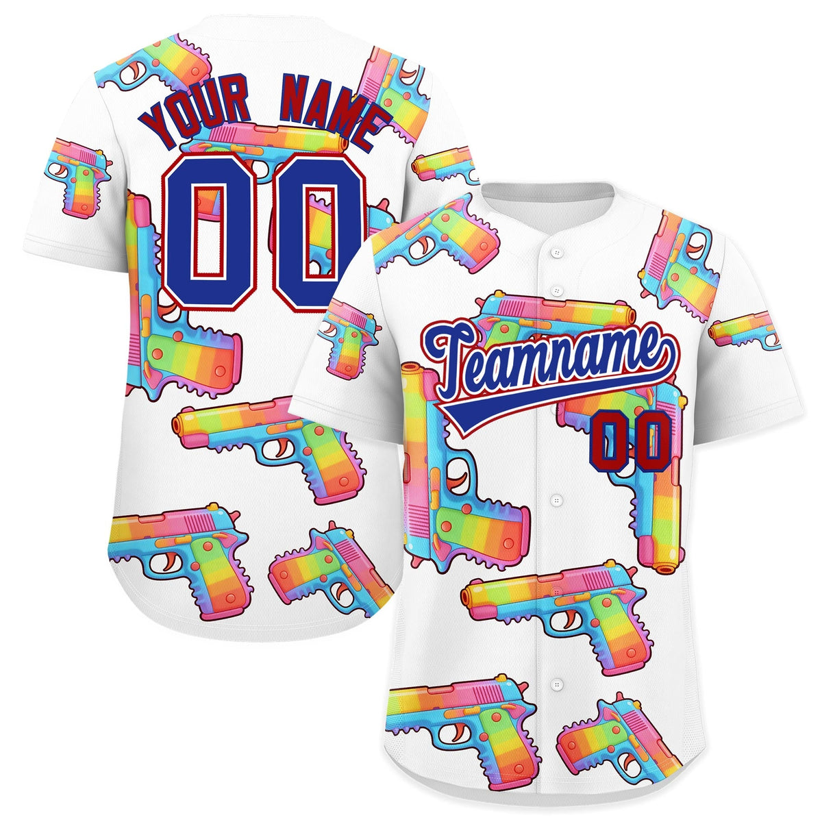 Custom Youth Baseball Jersey White Royal Blue Sugar-Coated Firepower Graffiti Pattern Hip-hop
