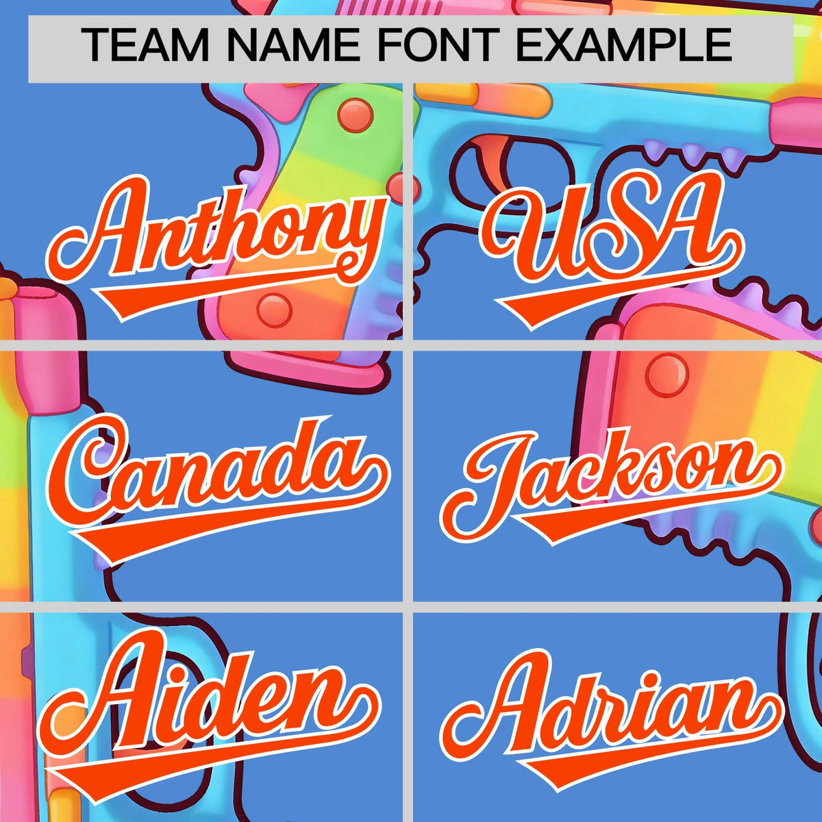 Custom Youth Baseball Jersey Powder Blue Orange Sugar-Coated Firepower Graffiti Pattern Hip-hop