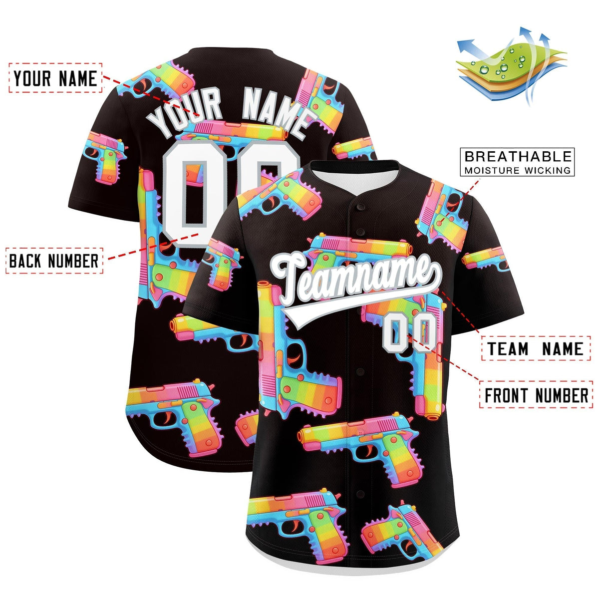Custom Youth Baseball Jersey Brown White Sugar-Coated Firepower Graffiti Pattern Urban Fashion