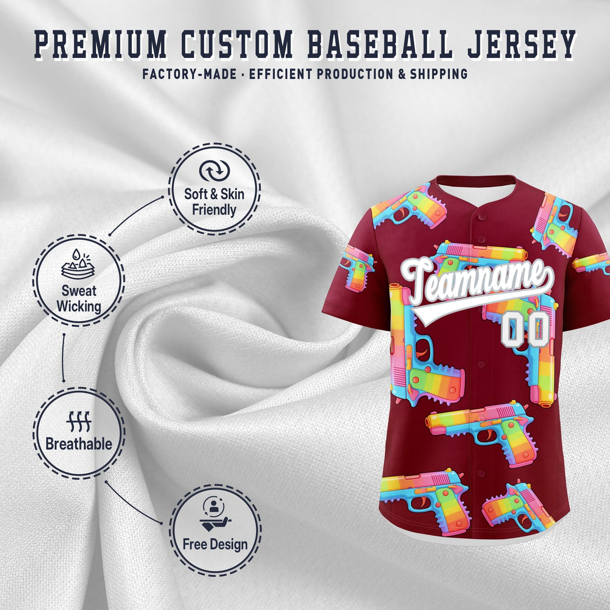 Custom Youth Baseball Jersey Crimson White Sugar-Coated Firepower Graffiti Pattern Hip-hop