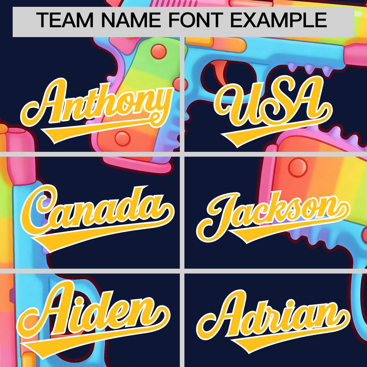 Custom Youth Baseball Jersey Navy Yellow Sugar-Coated Firepower Graffiti Pattern Hip-hop