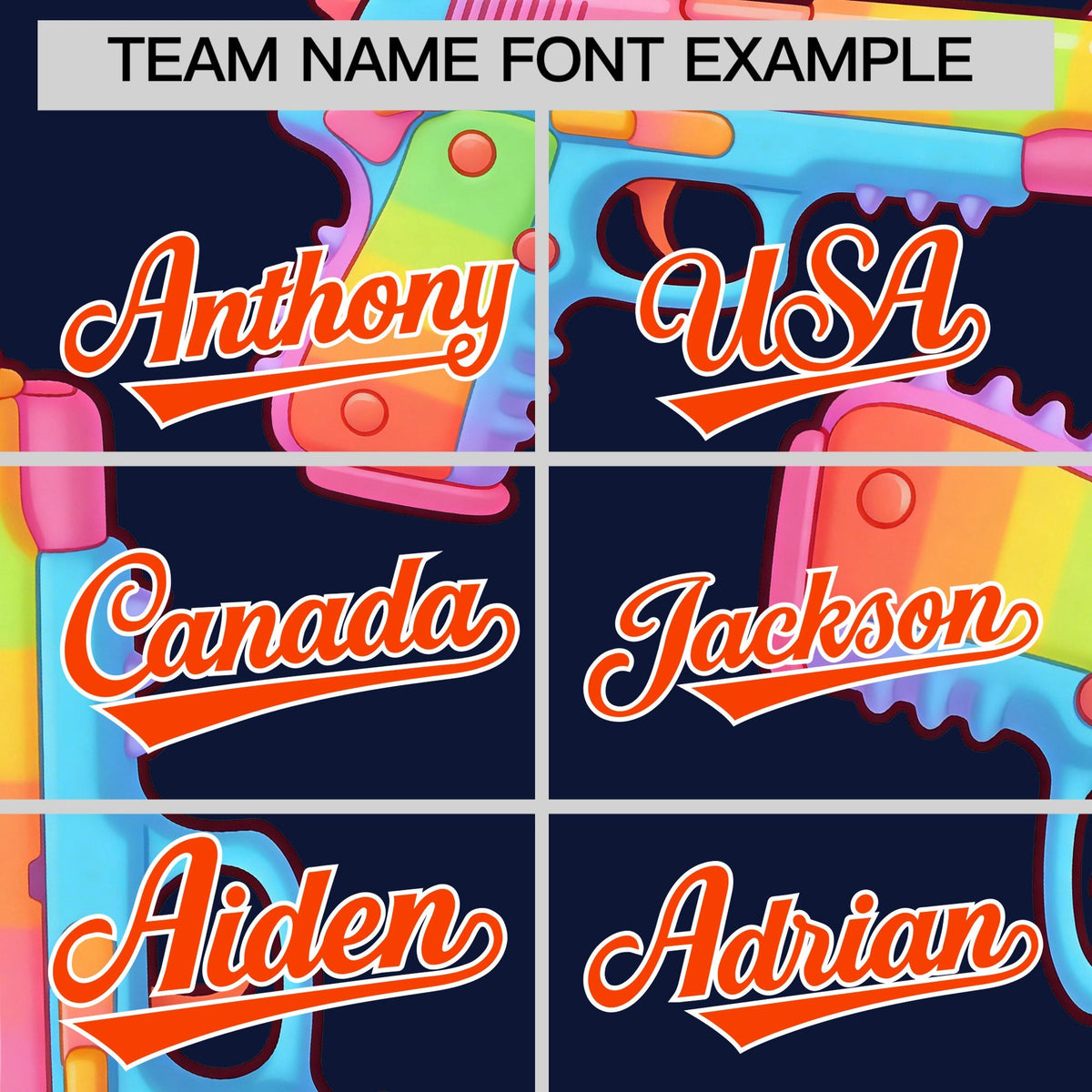 Custom Youth Baseball Jersey Navy Orange Sugar-Coated Firepower Graffiti Pattern Urban Fashion