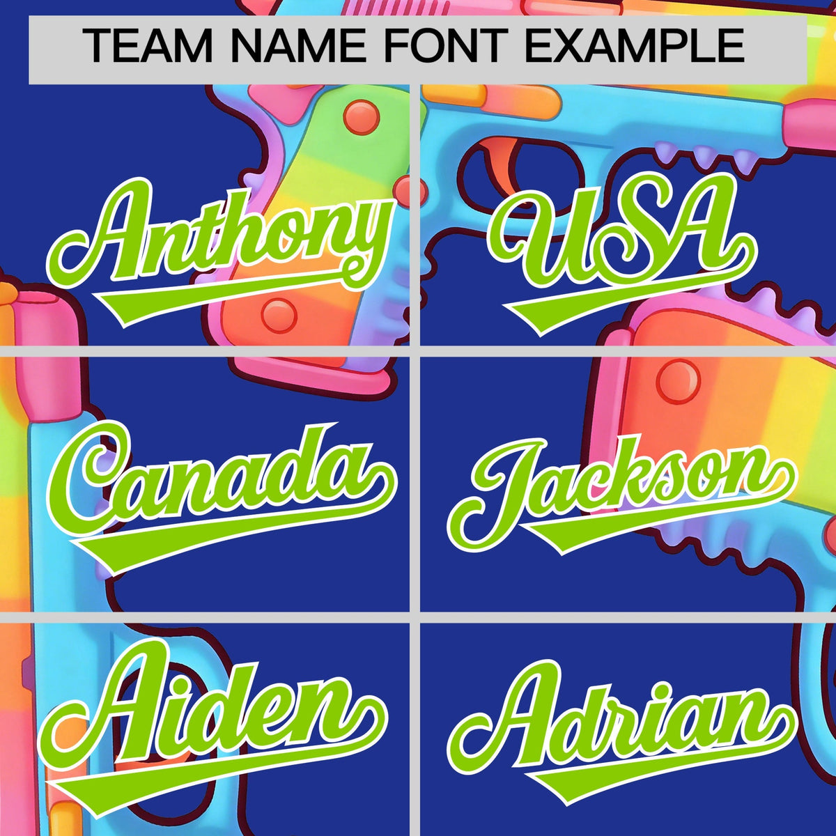 Custom Youth Baseball Jersey Royal Blue Neon Green Sugar-Coated Firepower Graffiti Pattern Hip-hop