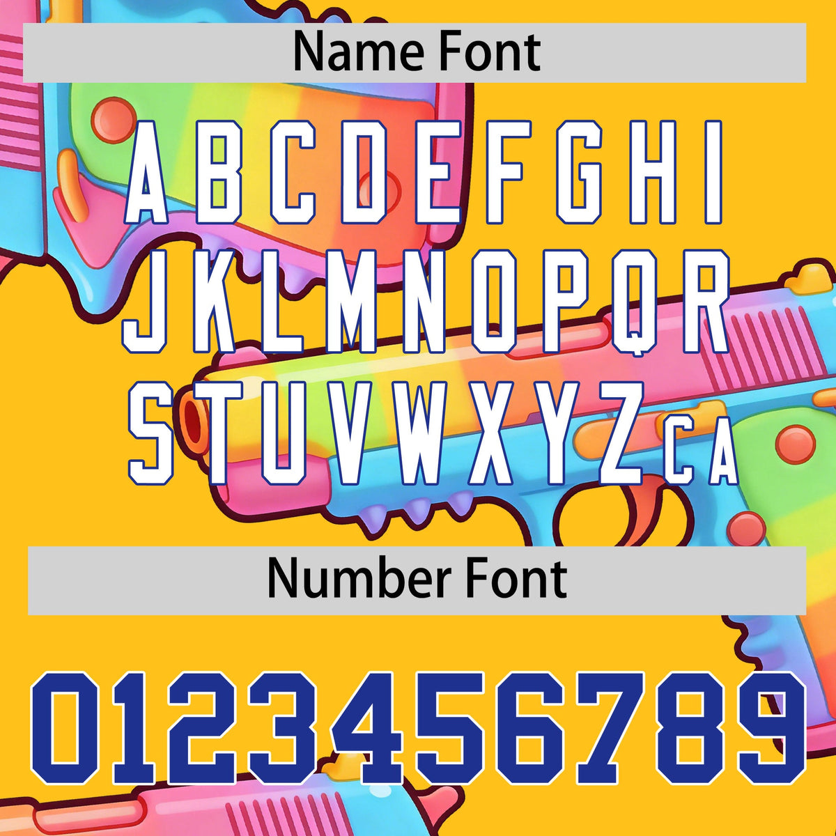 Custom Youth Baseball Jersey Yellow Royal Blue Sugar-Coated Firepower Graffiti Pattern Street Style