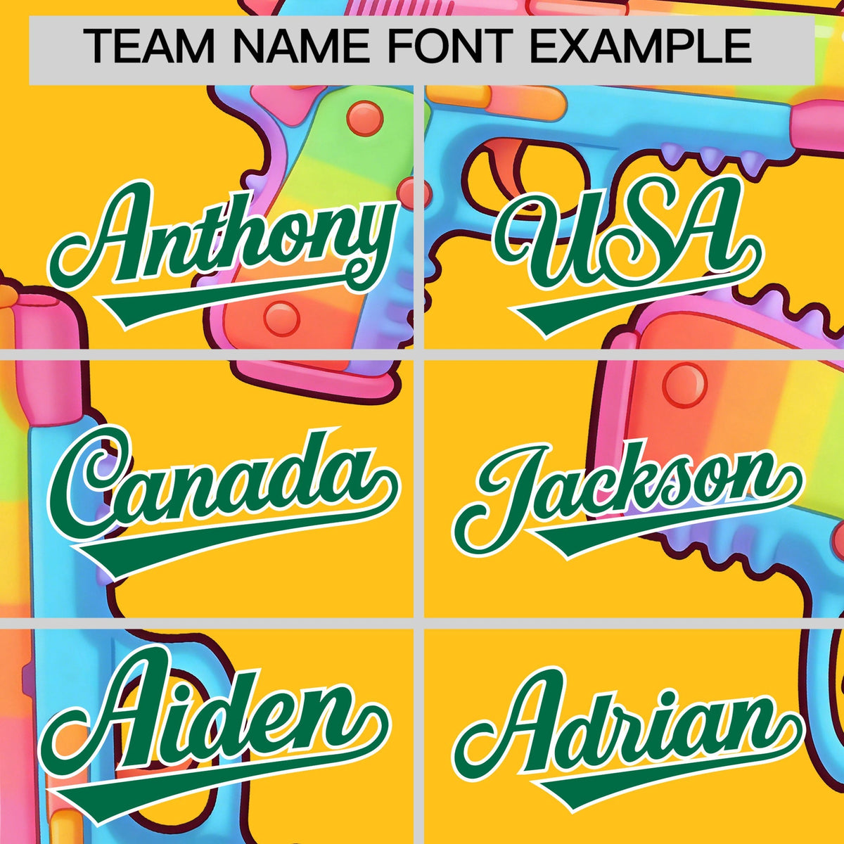 Custom Youth Baseball Jersey Yellow Kelly Green Sugar-Coated Firepower Graffiti Pattern Urban Fashion