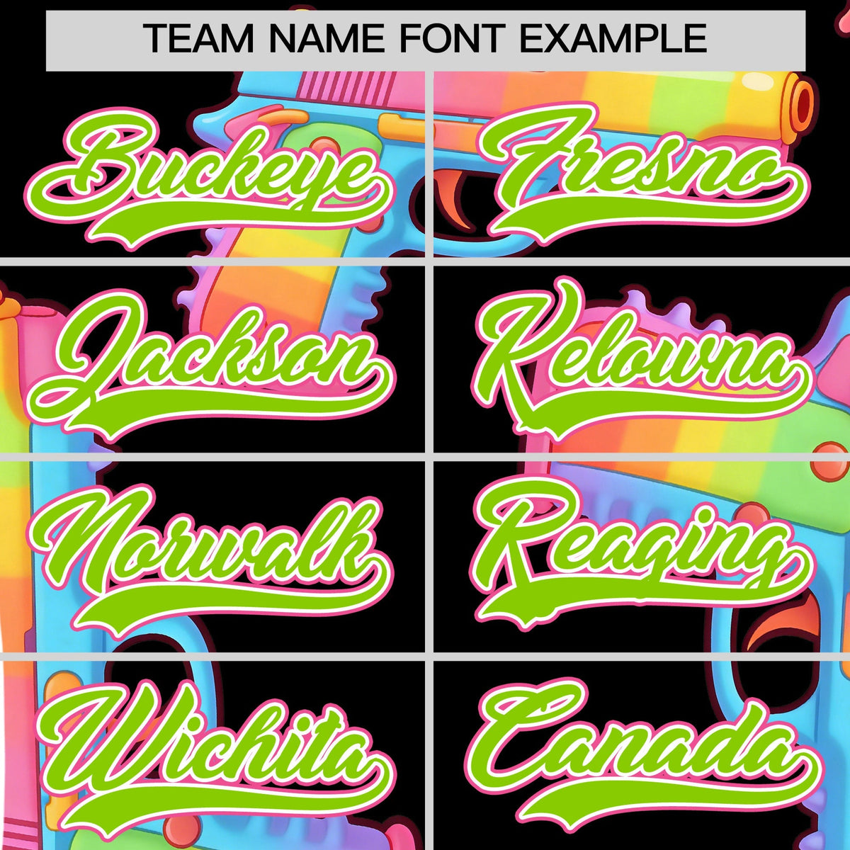 Custom Youth Baseball Jersey Black Neon Green Sugar-Coated Firepower Graffiti Pattern Street Style