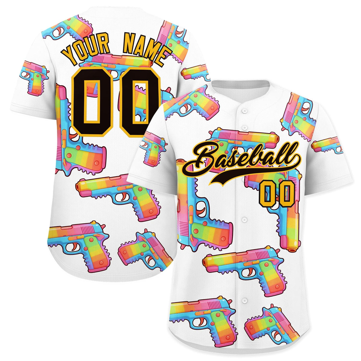 Custom Youth Baseball Jersey White Black Sugar-Coated Firepower Graffiti Pattern Hip-hop