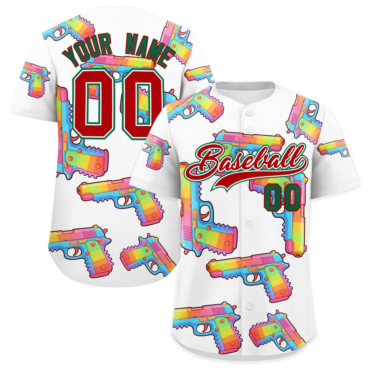 Custom Youth Baseball Jersey White Red Sugar-Coated Firepower Graffiti Pattern Street Style