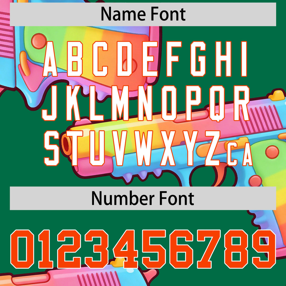 Custom Youth Baseball Jersey Kelly Green Orange Sugar-Coated Firepower Graffiti Pattern Street Style