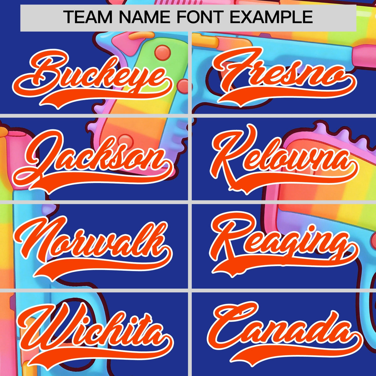 Custom Youth Baseball Jersey Royal Blue Orange Sugar-Coated Firepower Graffiti Pattern Street Style