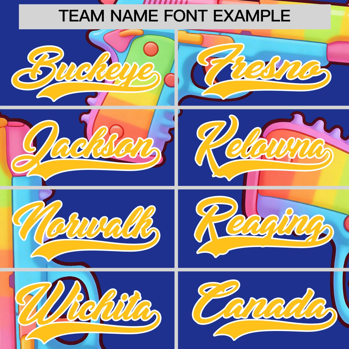 Custom Youth Baseball Jersey Royal Blue Yellow Sugar-Coated Firepower Graffiti Pattern Hip-hop