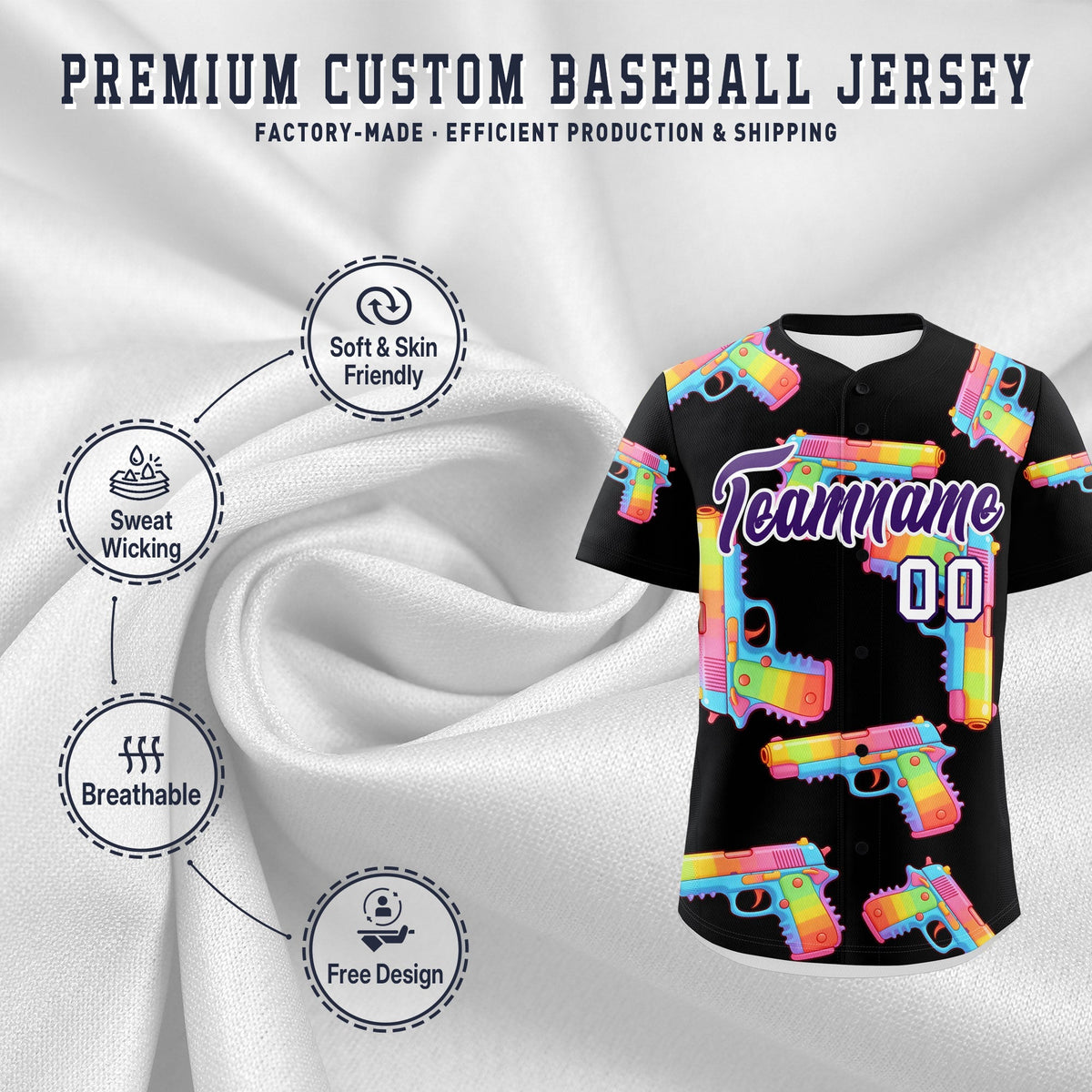 Custom Youth Baseball Jersey Black Purple Sugar-Coated Firepower Graffiti Pattern Street Style