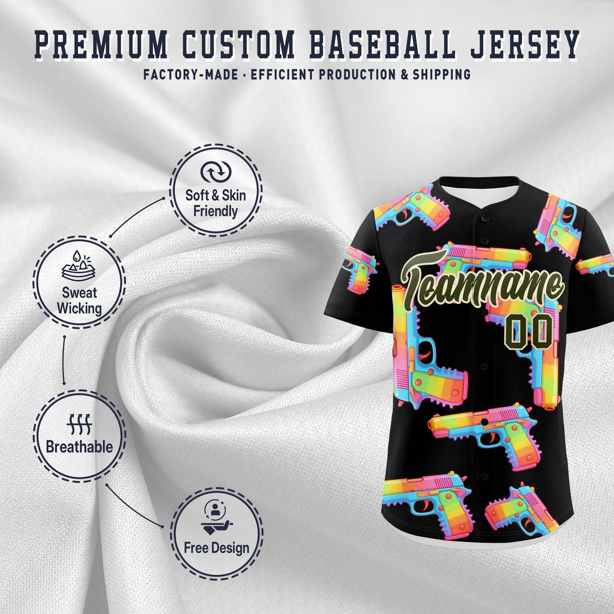 Custom Youth Baseball Jersey Black Olive Sugar-Coated Firepower Graffiti Pattern Urban Fashion