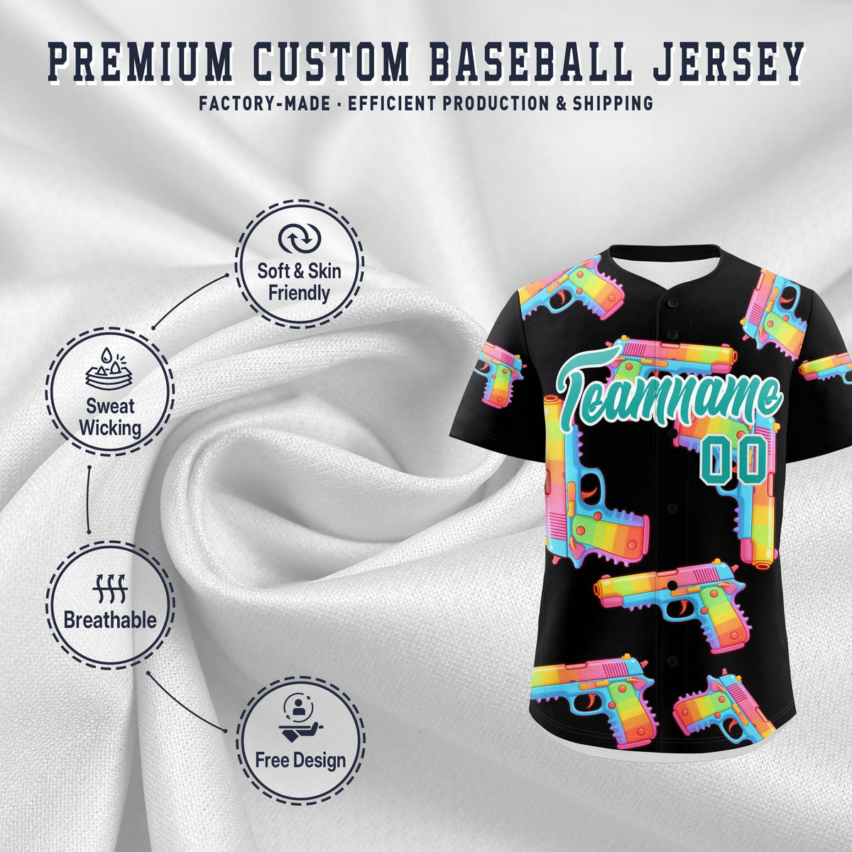 Custom Youth Baseball Jersey Black Aqua Sugar-Coated Firepower Graffiti Pattern Urban Fashion