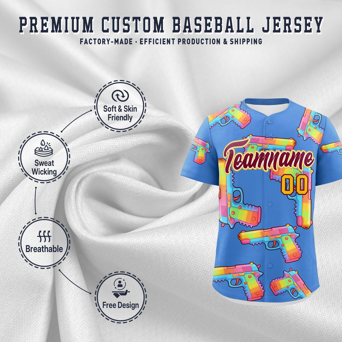 Custom Youth Baseball Jersey Powder Blue Crimson Sugar-Coated Firepower Graffiti Pattern Street Style