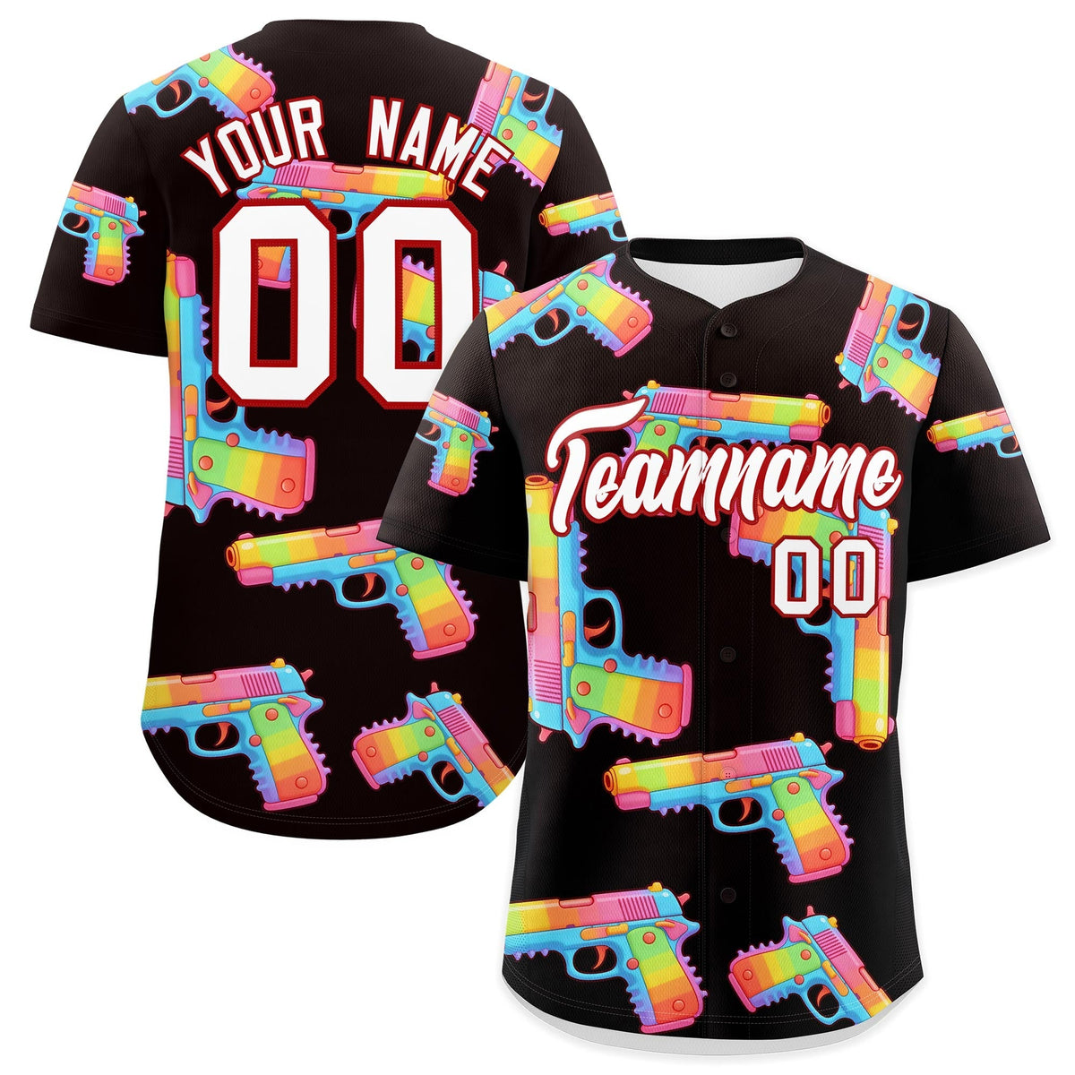 Custom Youth Baseball Jersey Brown White Sugar-Coated Firepower Graffiti Pattern Street Style