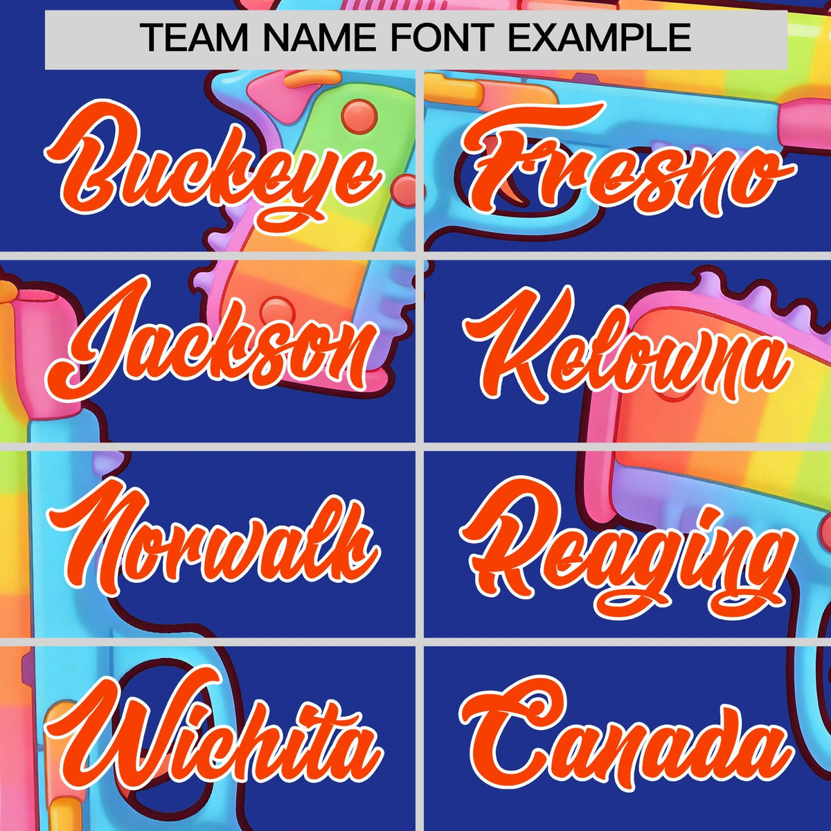 Custom Youth Baseball Jersey Royal Blue Orange Sugar-Coated Firepower Graffiti Pattern Street Style