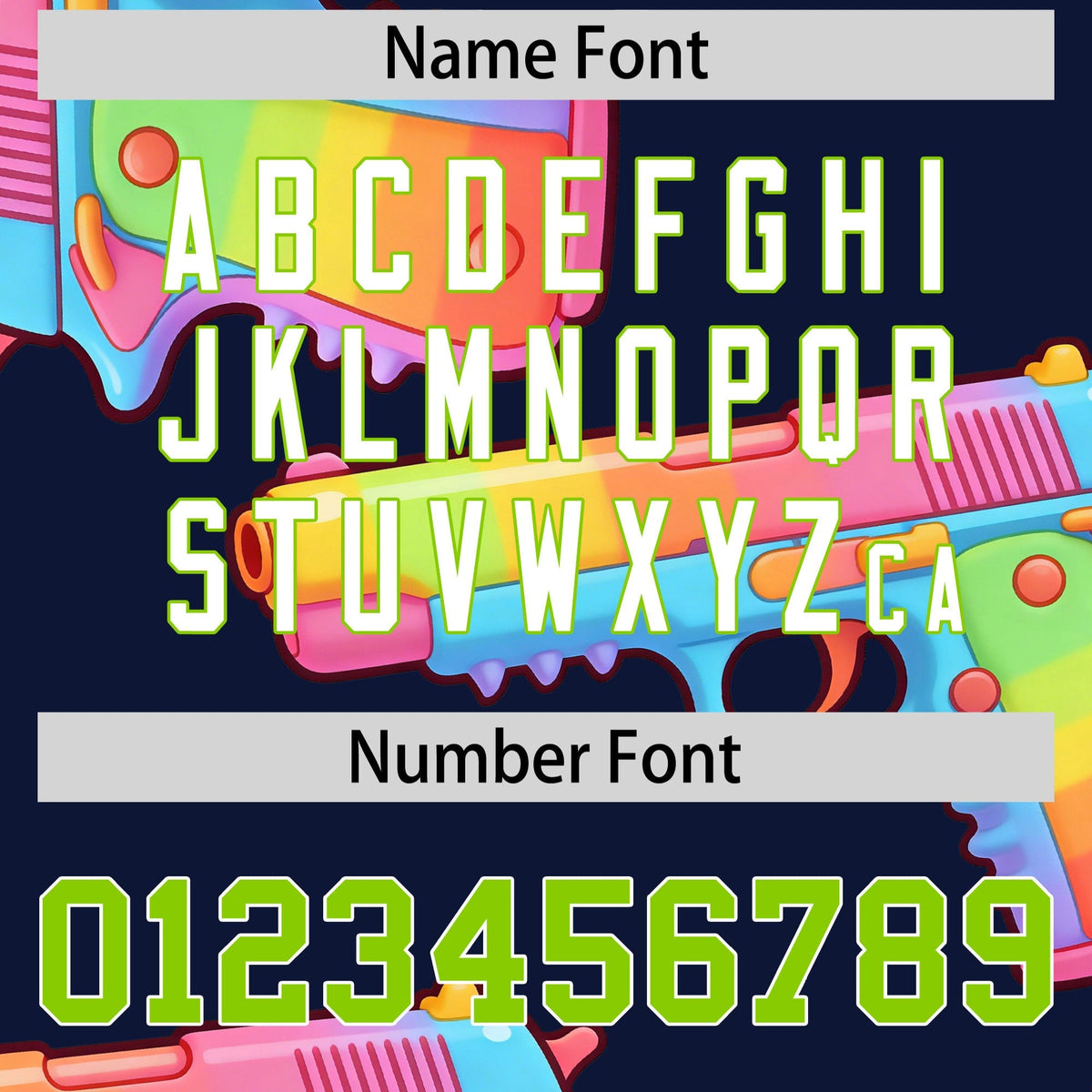 Custom Youth Baseball Jersey Navy Neon Green Sugar-Coated Firepower Graffiti Pattern Street Style