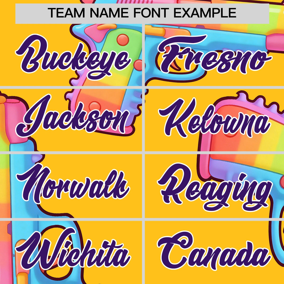 Custom Youth Baseball Jersey Yellow Purple Sugar-Coated Firepower Graffiti Pattern Urban Fashion